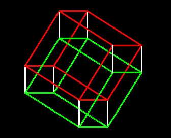 4-cube with opposite facets highlighted