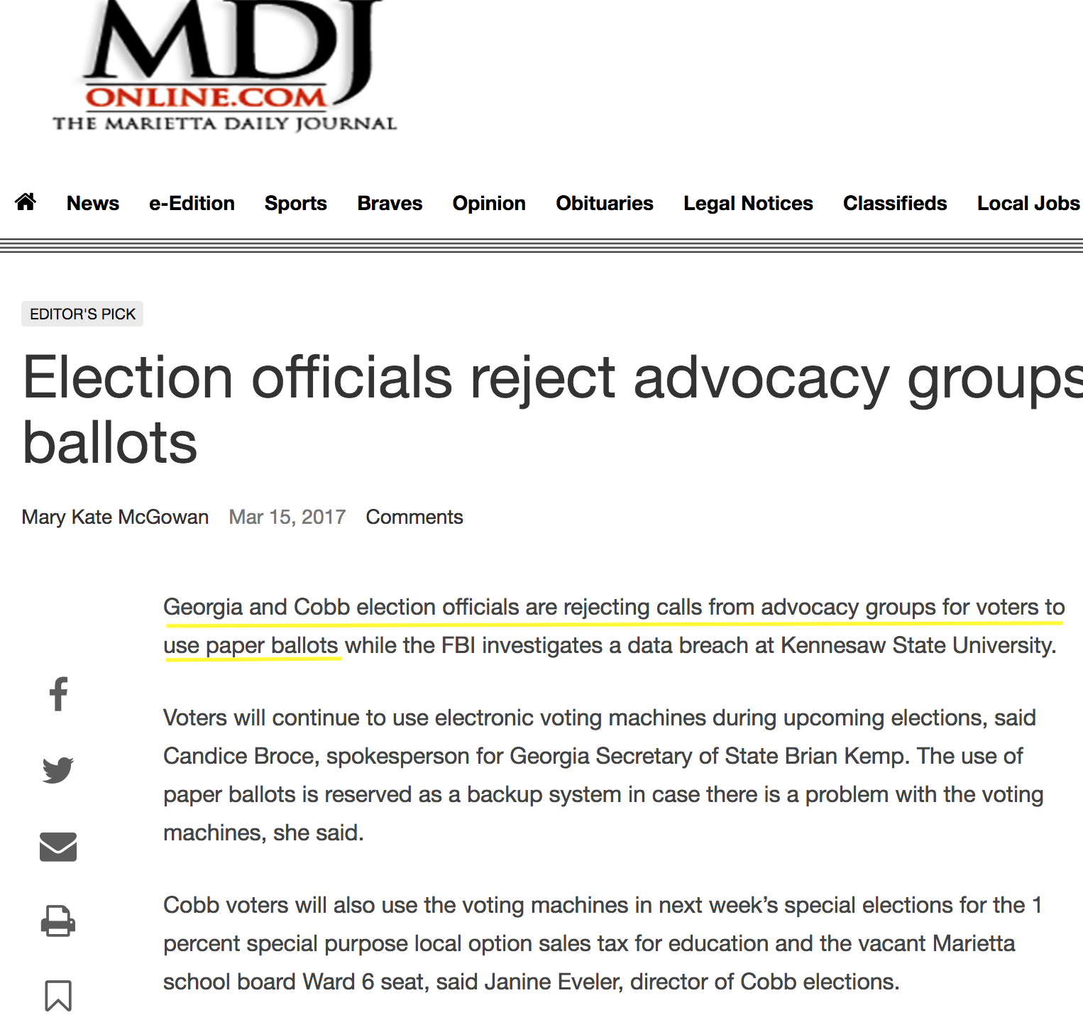 GA rejects paper