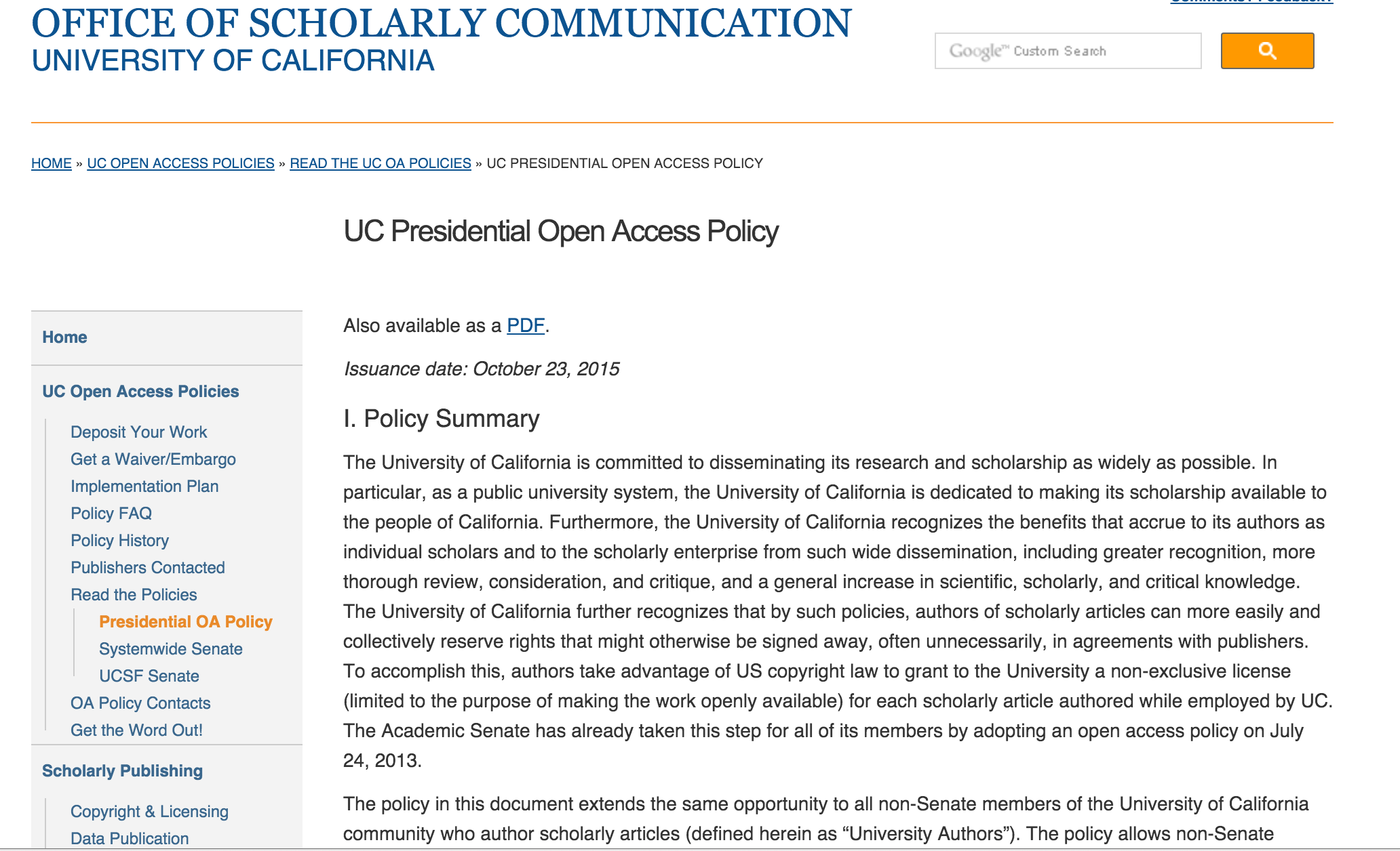 UCOP Open Access Policy